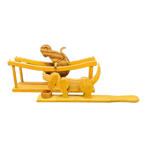 Late 20th Century Wooden Monkey & Dog Handmade Automata Toys a Set
