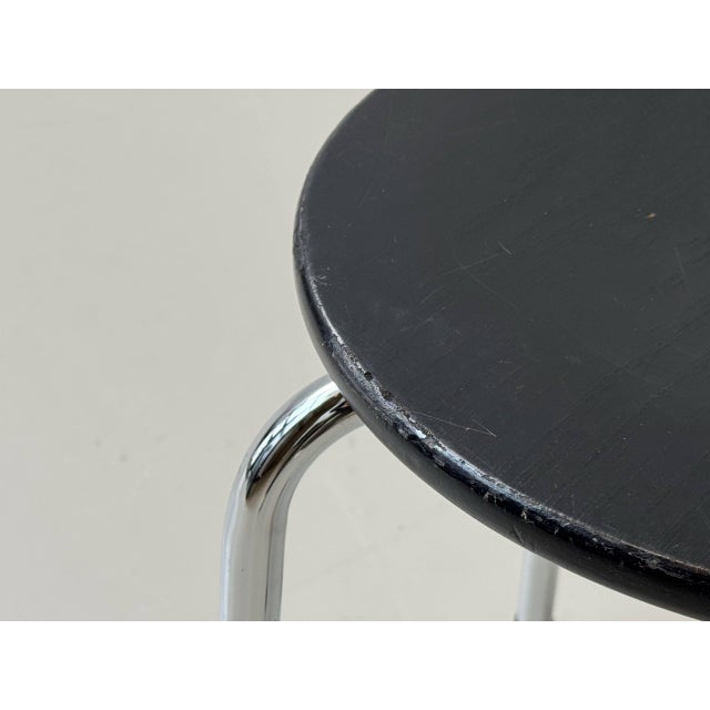Black Stool with Chrome Frame and Wooden Seat by Zingg-Lamprecht, 1970s For Sale - Image 8 of 16