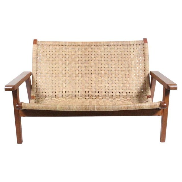 Michael Van Beuren Bauhaus Teak and Raffia Loveseat, Circa 1940 For Sale - Image 13 of 13