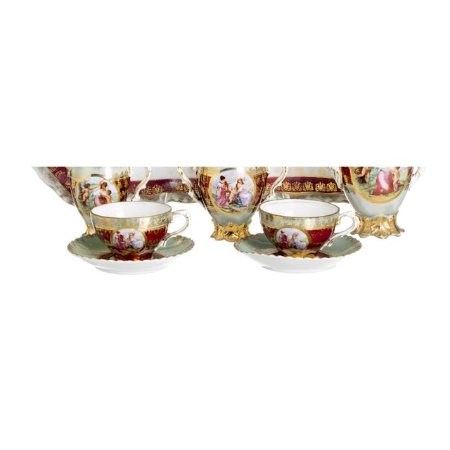 Tête-À-Tête Tea Service in Porcelain Royal Vienna, 1800s, Set of 8 For Sale - Image 5 of 8