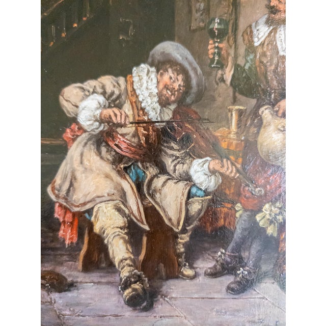19th Century Continental European Dutch Style Tavern Genre Scene Painting, Signed For Sale - Image 13 of 16