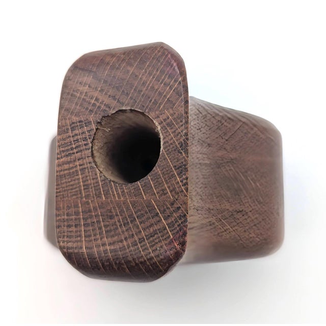 Camel Vintage Oak Wood Candle Holder For Sale - Image 8 of 10