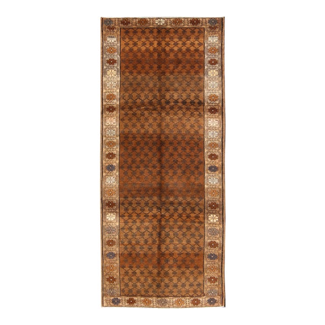 Vintage Turkish Kars Tribal Rug With All-Over Modern Design in Brown Colors For Sale