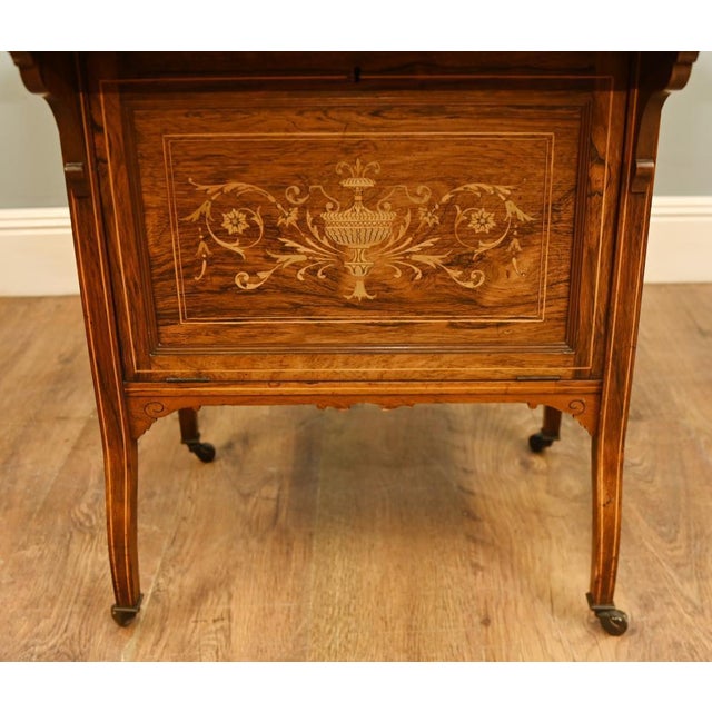 Edwardian Sheraton Revival Davenport Desk in Marquetry Inlaid Mahogany, 1900 For Sale - Image 3 of 12