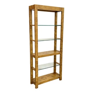 Vintage Burl Wood Book Shelf For Sale