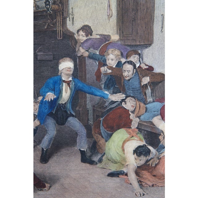 Antique Colored Print Engraving Blind Mans Buff Bluff Game Wilkie Raimbach For Sale - Image 9 of 13