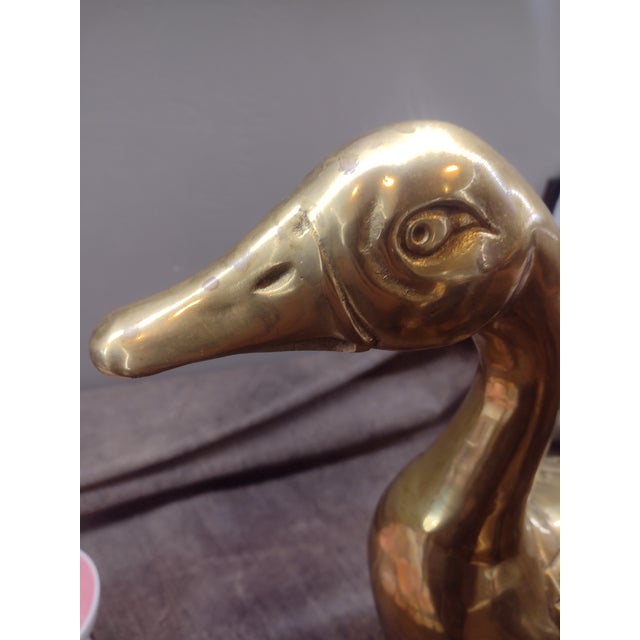 Vintage Brass Goose Mid Century Figurine For Sale - Image 4 of 4