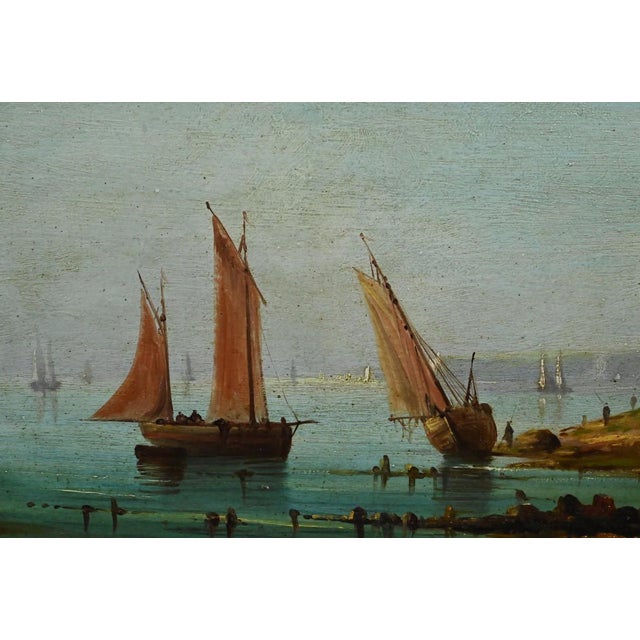 French School Artist, Sailboats on the Mediterranean, Oil on Panel, 19th Century, Framed For Sale - Image 7 of 18