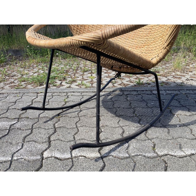 Modernist Wicker Cane Rocking Chair, 1960s For Sale - Image 13 of 18