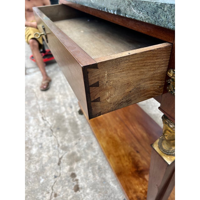 French 19th Century Empire Marble Top Walnut Console Table For Sale - Image 4 of 12