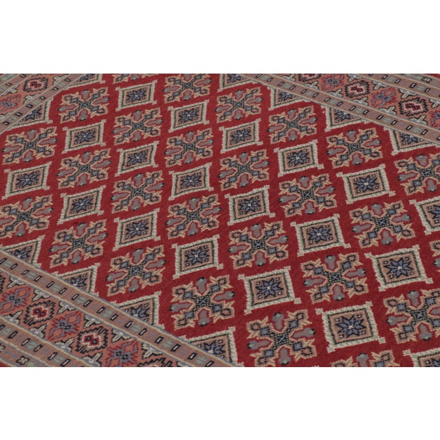 Rug & Kilim Vintage Bokhara Rug, RIch Red With Pink Geometric Patterns - Rug & Kilim For Sale - Image 4 of 8