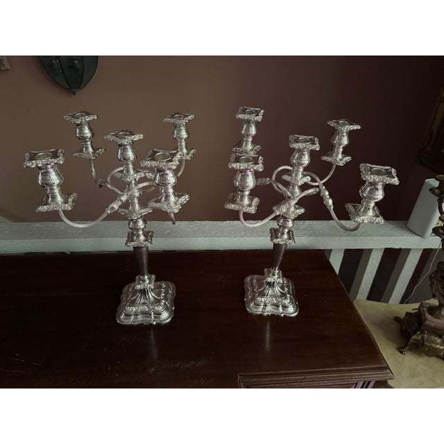 Mid 20th Century , 4 -Arm Candelabra Silverplate Sheffield Made in England For Sale - Image 15 of 18