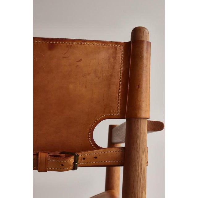 Wood Model BM3238 Spanish Armchairs in Oak and Leather by Børge Mogensen for Fredericia, 1970s, Set of 2 For Sale - Image 7 of 18