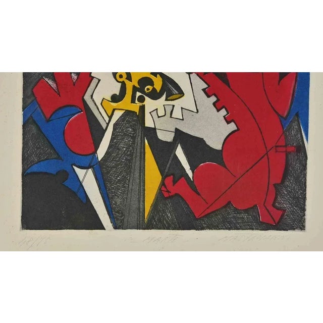 Marte is a modern artwork realized by Umberto Mastroianni in 1970s. Mixed colored etching Hand signed, numbered and titled...
