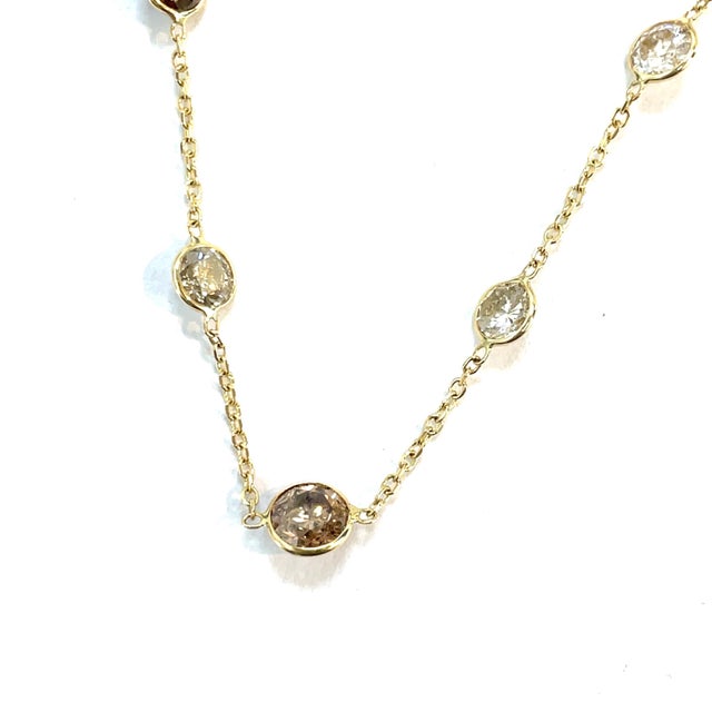 Brown 14k Yellow Gold Diamonds by the Yard Brown 16.15carets Diamond Necklace For Sale - Image 8 of 8