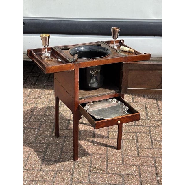 Georgian Mahogany Wine Cooler with Ice Bucket, Tray, Goblets, Corkscrew and Tongs, Set of 5 For Sale - Image 13 of 18