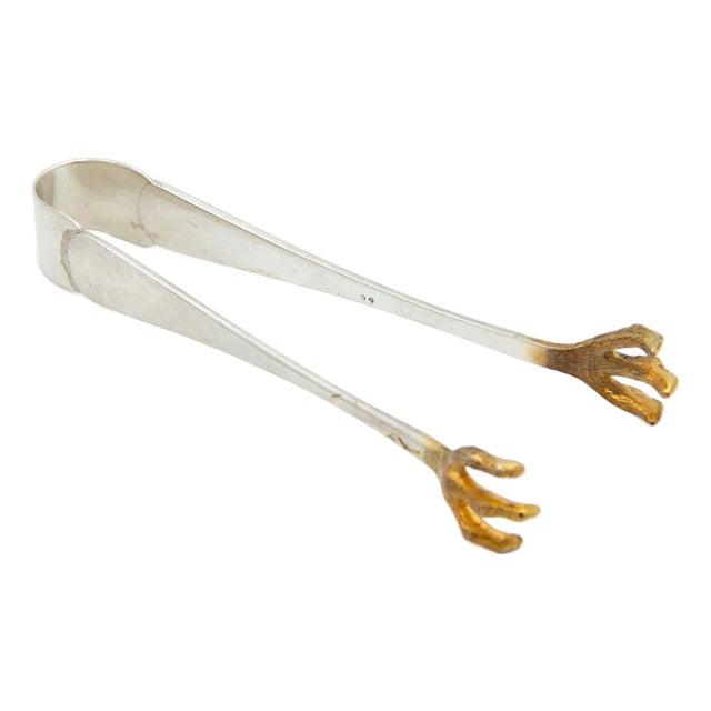 Silver Ice Tongs with Reliefs For Sale