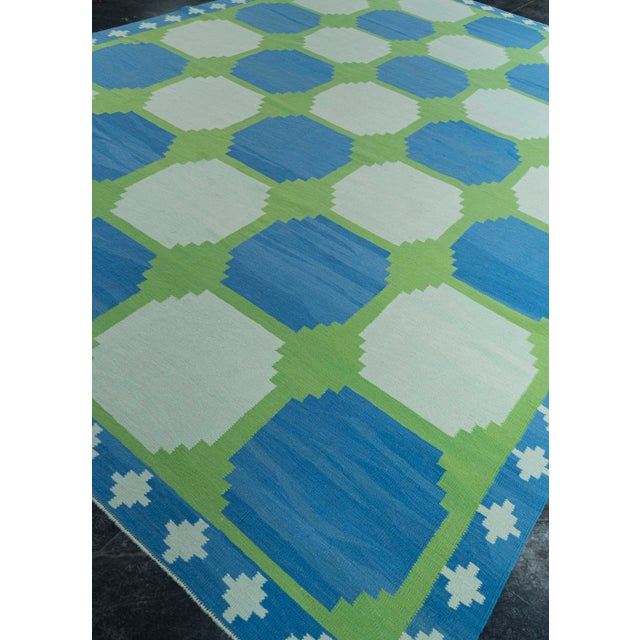 Blue Turkish Kilim Oriental Handmade Flatweave 10'1" x 14'1" #20142 For Sale - Image 8 of 8
