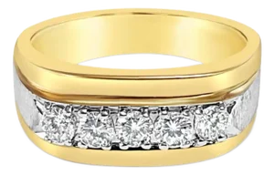 Diamond Band with Brushed Satin Finish .75cttw 14k Two-Toned Gold, Size 5