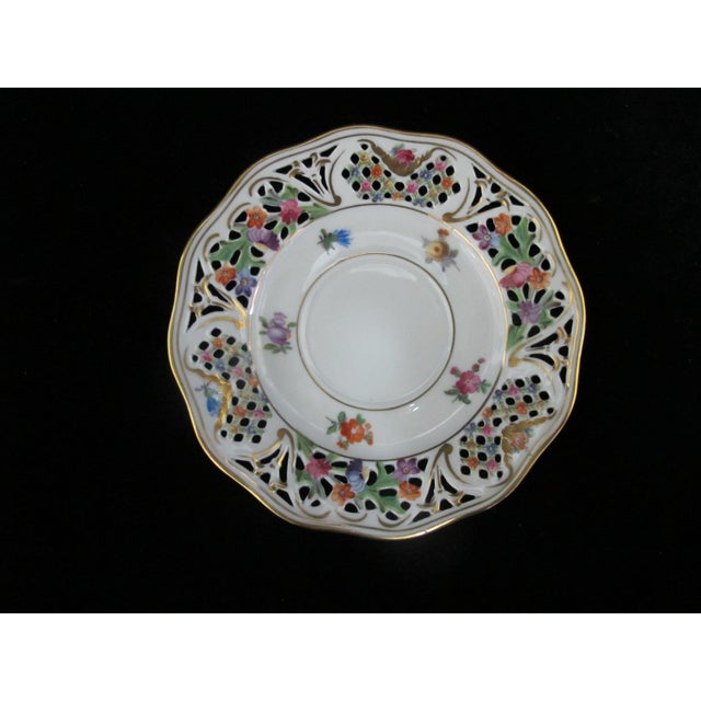Dresden Schumann Bavaria Chateau Flower Cup & Reticulated Saucer Set of 5 For Sale - Image 11 of 13