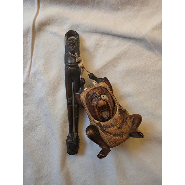 Vintage Hand-Carved Wooden Figurine – Tribal / Japanese-Inspired Folk Art Sculpture For Sale - Image 14 of 18