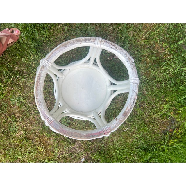 Coastal Chic Rattan Side Table/Stool For Sale - Image 4 of 5