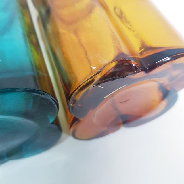 Italian Abstract Glass Bottles from Empoli, Set of 2 For Sale - Image 11 of 14