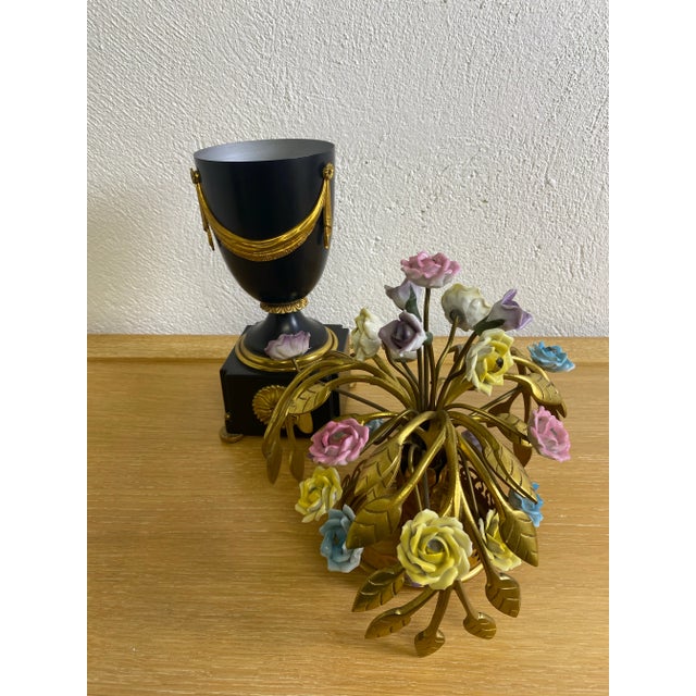 Mid Century Vintage Italian Brass and Porcelain Whimsical Decorator Table Lamp For Sale - Image 9 of 11