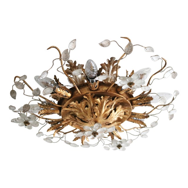 Italian Flowers Florentine Chandelier in Murano Glass from Banci Firenze, 1970 For Sale