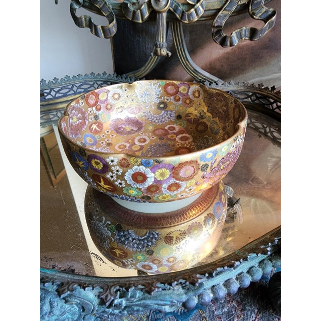Japanese 1930s Satsuma Thousand Flowers Bowl For Sale - Image 3 of 13