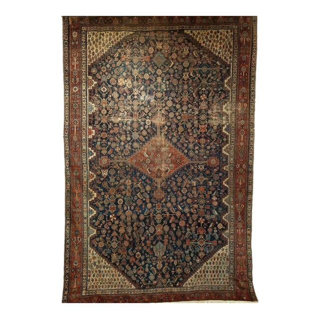 19th Century Persian Qashqai Tribal Gallery/Corridor Rug, Hand-Knotted Wool, 7' X 10' For Sale