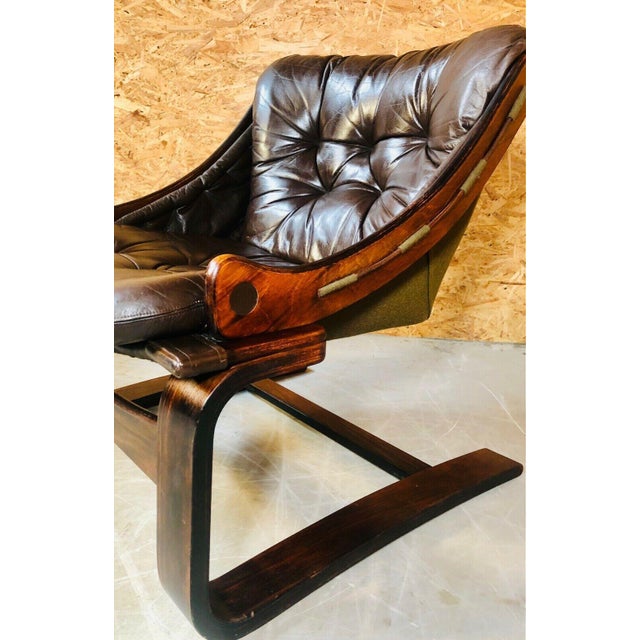 Vintage Danish Lounge Chair in Coco Leather and Rosewood For Sale - Image 6 of 13