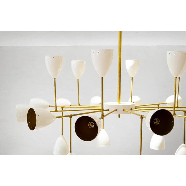 Mid-Century Ivory Brass Chandelier, 1960s For Sale - Image 5 of 11