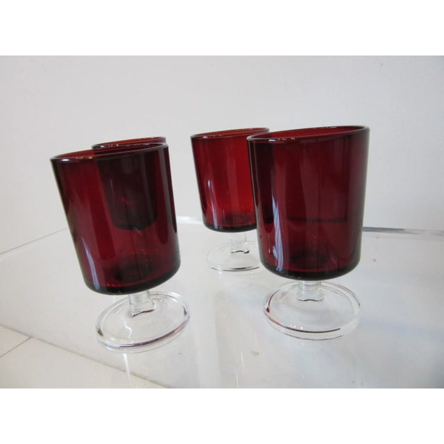 Durand J G Durand French Ruby Cordial Glasses France For Sale - Image 4 of 11