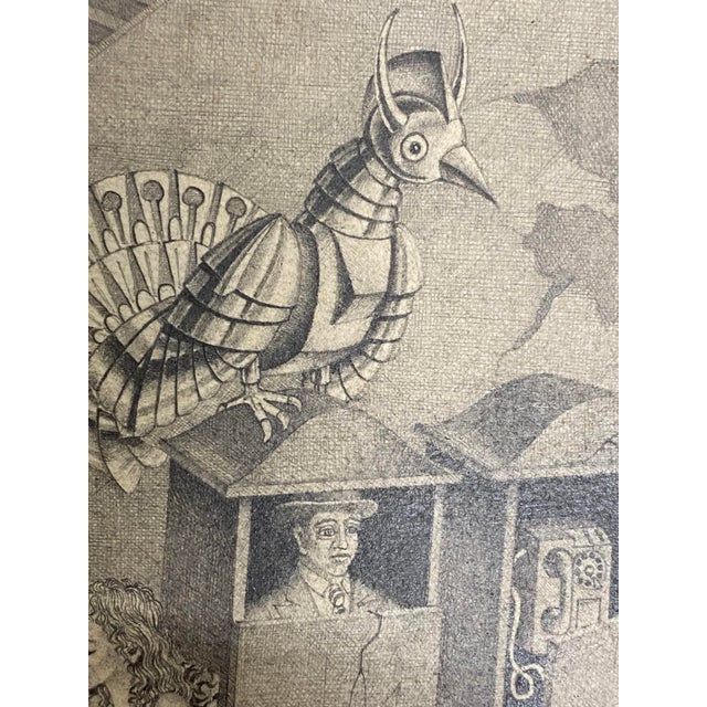 Surrealist Drawing Homage to MC Escher by Peter Vintila | Chairish