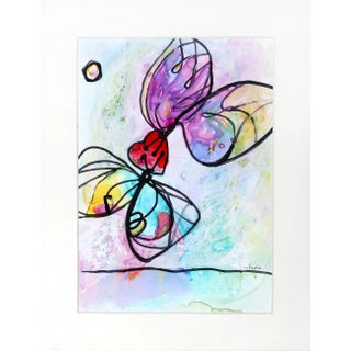 Love Butterflies Ii, Avi Farin Acrylic on Paper, Signed For Sale