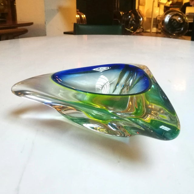 1950s Italian Blue and Green Murano Glass Ashtray from the Sommersi Series, 1950s For Sale - Image 5 of 6