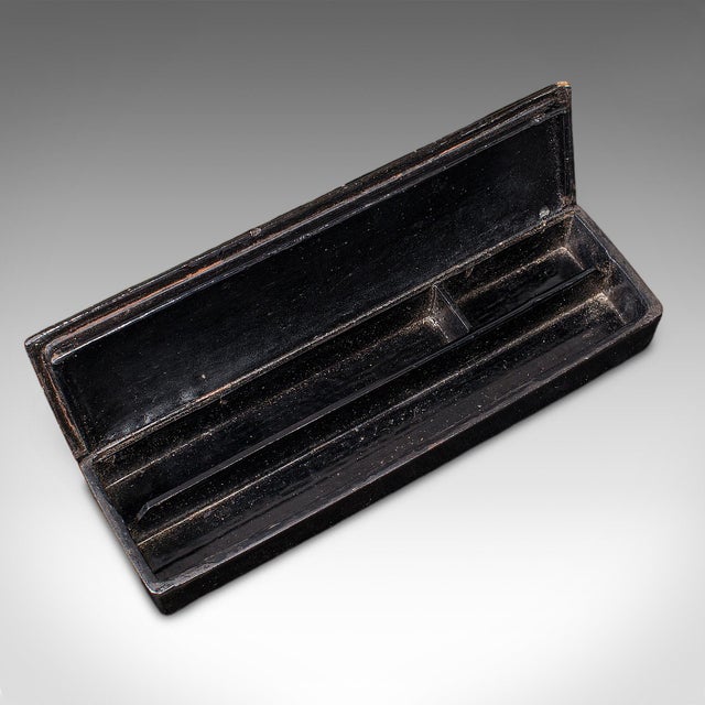 Black Antique Calligrapher's Pen Box, Lacquered, Quill Case, Chinoiserie, Victorian For Sale - Image 8 of 11