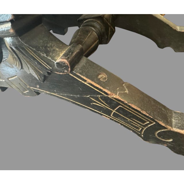 Early 20th Century Antique Victorian Ebonized Aesthetic Footstool With Floral Needlepoint Seat For Sale - Image 9 of 10