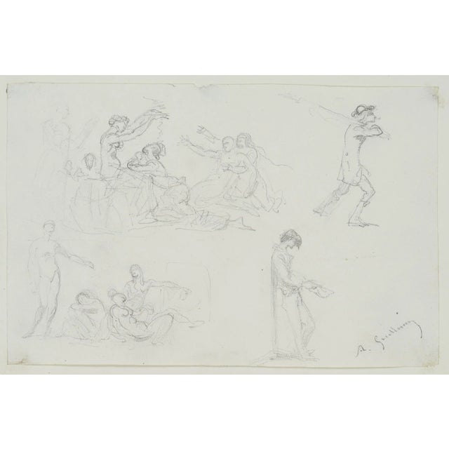 Unknown (19th century): Study Sheet, Allegorical Figures and Nudes, 19th century, PencilTechnique: Pencil on Paper,...