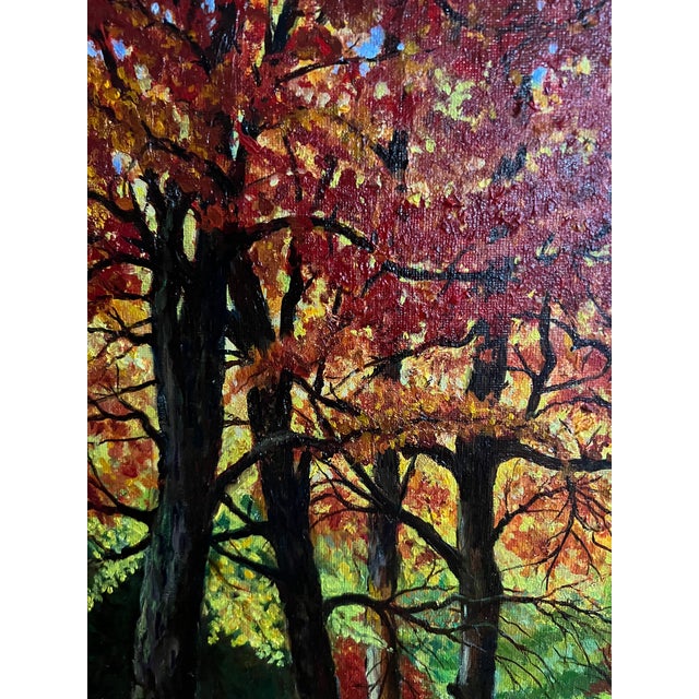 Paint Inspired by Steve Schaaf’s Autumn Bridge Reflections Original Oil Painting For Sale - Image 7 of 11
