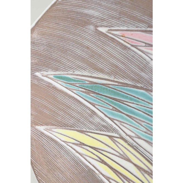 Ceramic Round Bowl with Geometric Pattern by Mari Simmulson for Upsala Ekeby, 1950s For Sale - Image 3 of 5