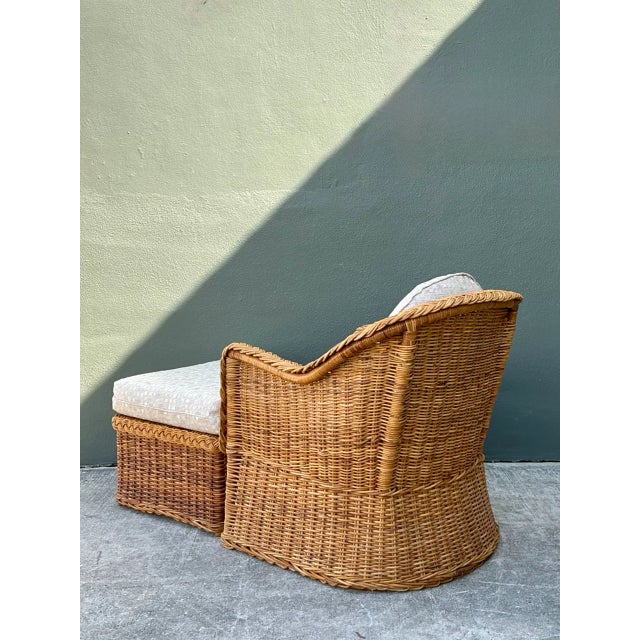 Vintage Braided Rattan Lounge Chair and Ottoman For Sale - Image 11 of 12