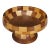 Vintage Segmented Turned Wood Parquetry Fruit Centerpiece Pedestal Bowl 9" For Sale