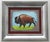 American Buffalo Bison Western Landscape Dark Brown Green Blue Americana Folk Art Realism Original Oil Painting Cleo Plowden For Sale - Image 3 of 4