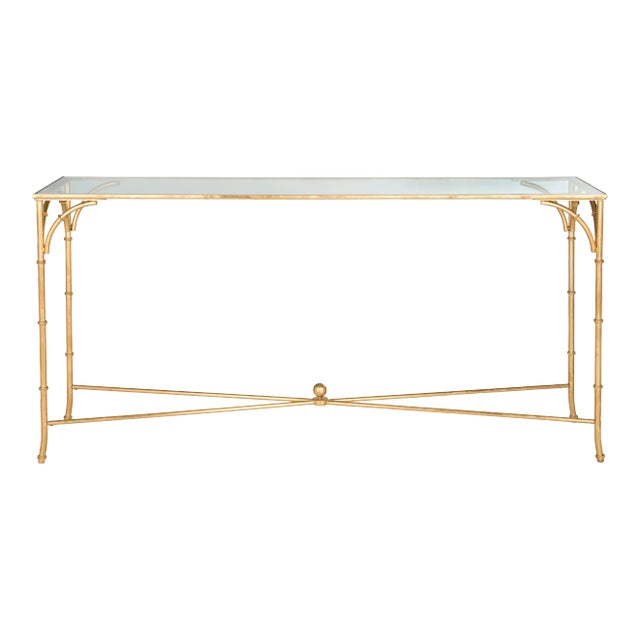 Glass Regency Console in Gold For Sale
