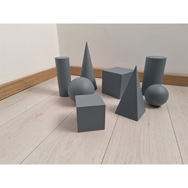 Wooden Geometric-Shape Ornaments in Light Blue Lacquer from Molteni, 1990s, Set of 8 For Sale - Image 14 of 14