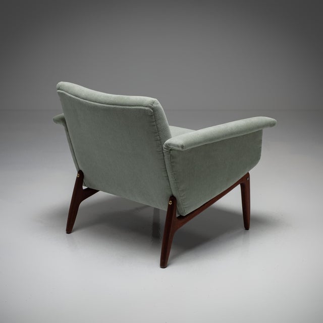 Vintage Danish Chair in Green Wool Velvet, 1960s For Sale - Image 3 of 12