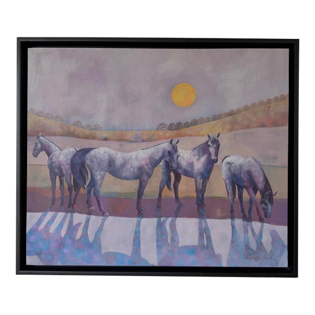 1980’s v. Schaffer Block Impressionist Horses Landscape Oil Painting – Framed For Sale