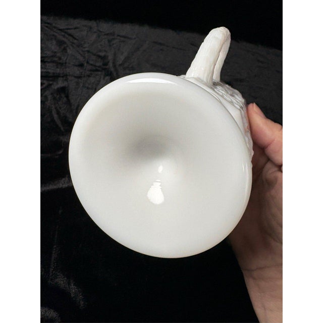 Late 20th Century Westmoreland Milk Glass Creamer Pitcher Paneled Grape Pattern Footed For Sale - Image 5 of 8